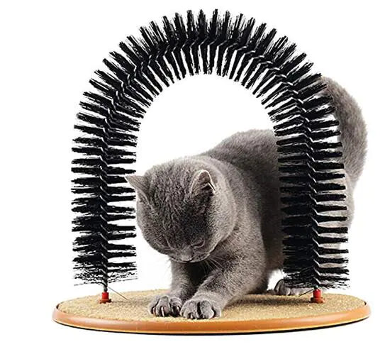 Arco de Juego para Gatos con Cepillo de Limpieza y Tapete para Rasguñar